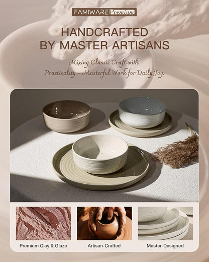 Stoneware Dinnerware Set for 8, Plates & Bowls, Chip & Scratch Resistant - Image 6