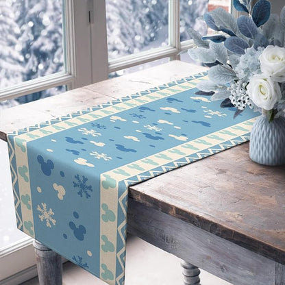 Seliem Winter Blue Table Runner, Snowflake Polka Dot Kitchen Dining Table | - Image 6