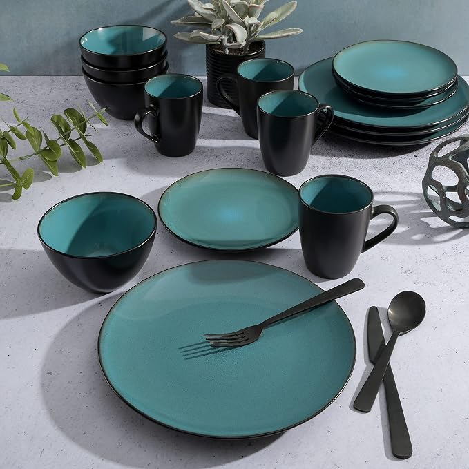 Gibson Elite Soho Lounge 16-Piece Round Reactive Glaze Stoneware Dinnerware Set - Image 5