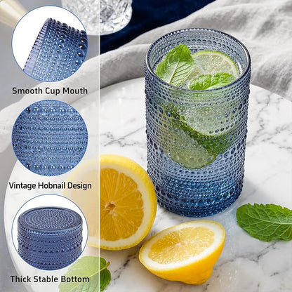 Hobnail Drinking Glasses Set of 12 Kitchen Glass Cups Glassware - Image 3