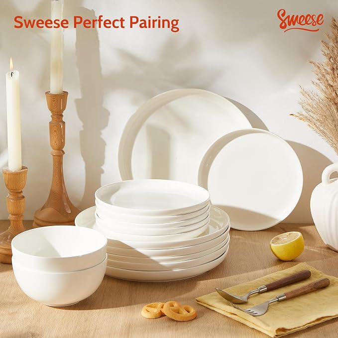 Sweese Porcelain Dinner Plates Set of 6, 10 Inch Lightweight Round Dish Set - Image 9
