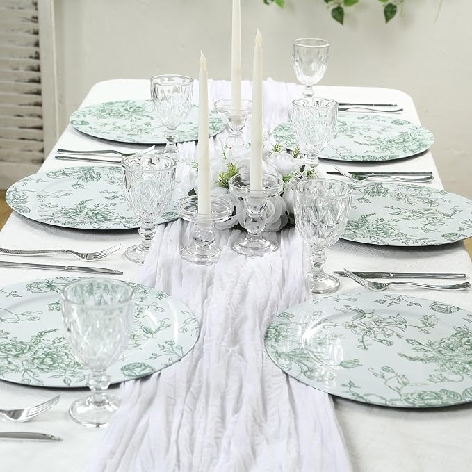 Efavormart 6 Pack Floral Acrylic Charger Plates in French Toile Pattern - Image 9
