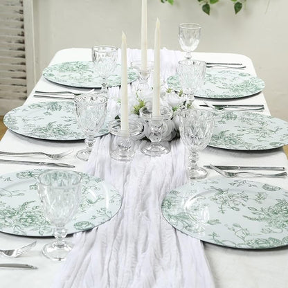 Efavormart 6 Pack Floral Acrylic Charger Plates in French Toile Pattern - Image 9