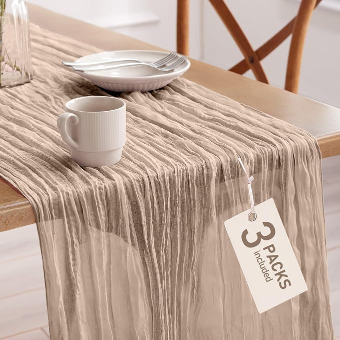 Pureegg 3-Pack Cheese Cloths Table Runner, Baby Shower, Wedding and Farmhouse by Pureegg