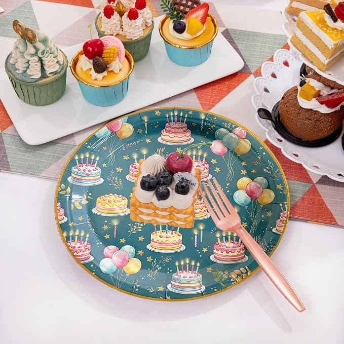 50PCS Happy Birthday Paper Plates 9Inch – Colorful Disposable Plates - Image 3