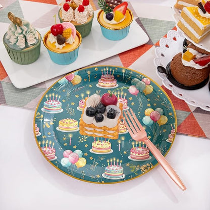 50PCS Happy Birthday Paper Plates 9Inch – Colorful Disposable Plates - Image 3