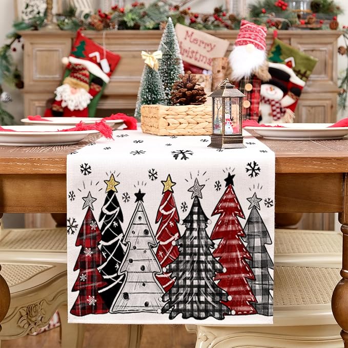 Christmas Table Runner 13x60 Inch, Xmas Tees Snowflakes Holiday Decorative - Image 5