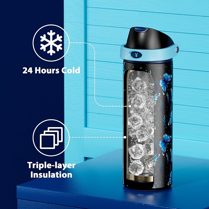24 oz Insulated Water Bottle for Women: Meoky Glow in the Dark Water Bottle - Image 4