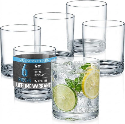 Zulay Kitchen Plastic Drinking Glasses – 12oz Rocks Acrylic Shatterproof Cups by ZulayKitchen