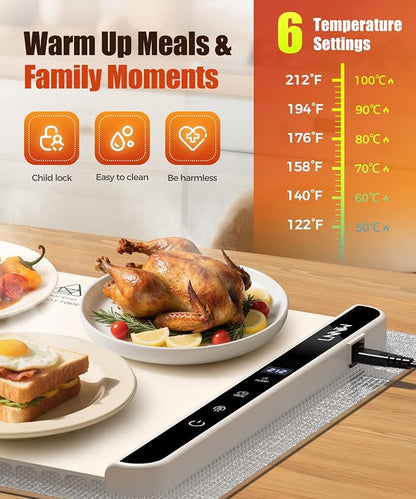 Warming Mat for Food, 26x15 Inch, Off White, Fast Heat, Child Lock | Includes - Image 3
