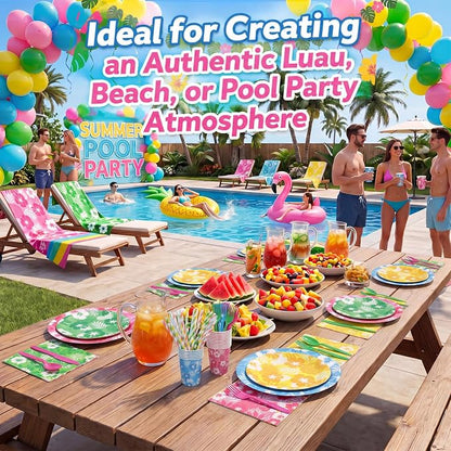 450 Pcs Hawaiian Luau Tableware Set Decorations, Serves 50 | Aloha Tropical - Image 5