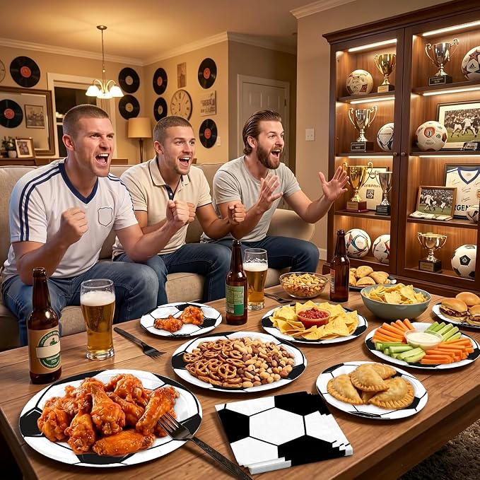 180Pcs Soccer Party Supplies Paper Plates and Napkins Serve 60 | Disposable - Image 4