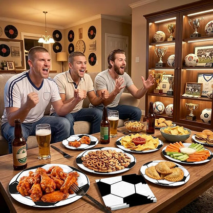 180Pcs Soccer Party Supplies Paper Plates and Napkins Serve 60 | Disposable - Image 4