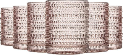 Champaign Beige Hobnail Drinking Tumbler | Set of 6 | 11 OZ Bubble Design by Khen