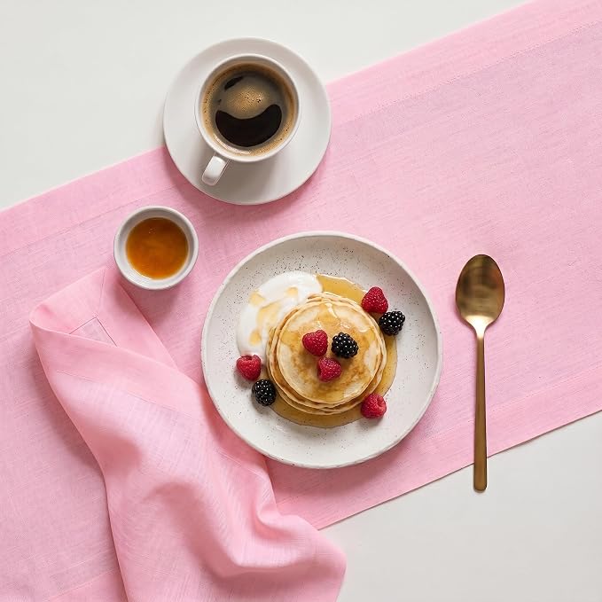 Solino Home 100% Pure Linen Table Runner Pink Lemonade, Fete 14 x 90 in | Table - Image 3