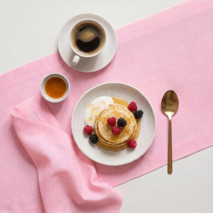 Solino Home 100% Pure Linen Table Runner Pink, Fete 14 x 144 Inch Long | Table - Image 3