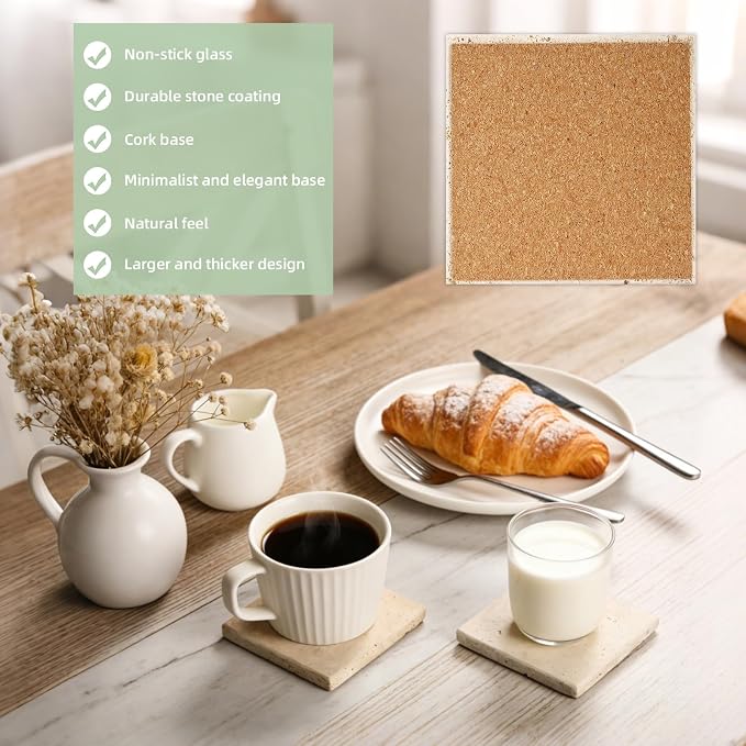 4pcs 4" Travertine Marble Coasters - Image 6