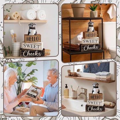 Moucuny 4 Pcs Otter Bathroom Decor Set Farmhouse Bathroom Decor and Accessories - Image 4