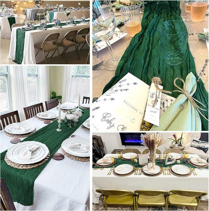 8 Pack Emerald Green Cheesecloth Table Runner 20 x 120 inch Gauze Table Runners - Image 5