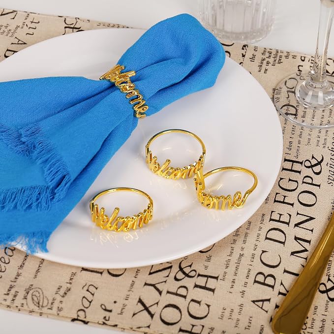 wonlex Gold Napkin Rings Set of 12, Modern Themed Napkin Ring Buckles Simple - Image 5