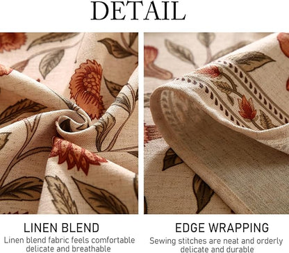 ISAENNE Designer French Long Rectangular Tablecloth,Linen Orange Floral Pattern Indoor Table Cloth,Wrinkle Resistant Decor Table Cloth for Dining Thanksgiving Kitchen Party,63"*94"-Alvarado D