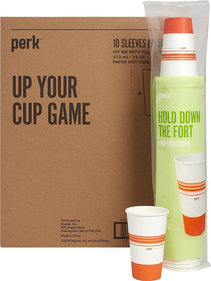Staples Perk 16 Oz Paper Hot Cups by Perk