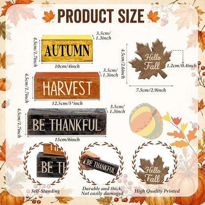 Moucuny 4 Pcs Fall Decor Wooden Maple Leaf Decoration Thanksgiving Tiered Tray - Image 3