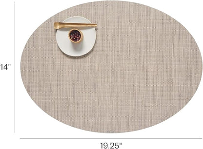 Chilewich Bamboo Placemats Set of 4 - Woven Oval Placemats - Reusable, Stain-Resistant, Indoor/Outdoor Tabletop Protection - 19" x 14" - Oat