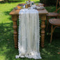 vctops White Lace Table Runner 120 inch 10FT Floral Embroidered Boho Farmhouse by vctops