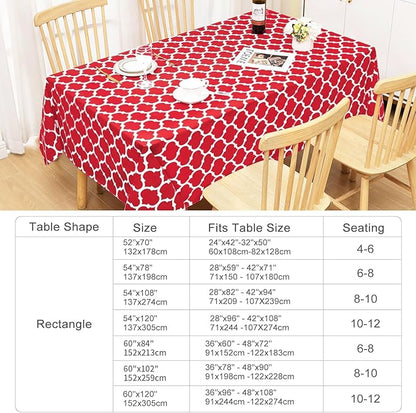 Smiry Square Table Cloth, Waterproof Vinyl Tablecloth with Flannel Backing for Square Tables, Wipeable Spillproof Plastic Tablecloths for Dining, Camping, Indoor and Outdoor (54"x54", Red)