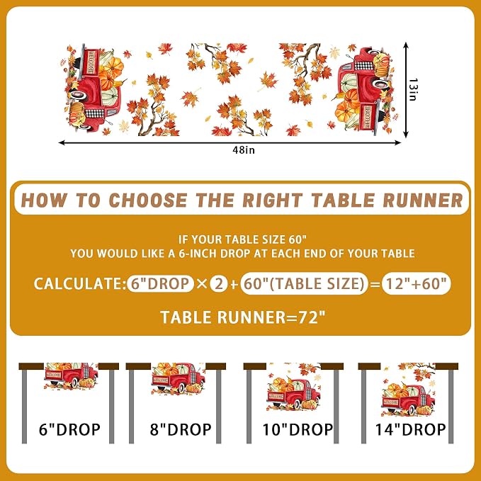 Bonsai Tree Fall Table Runner 48, Small Fall Runner - Image 2