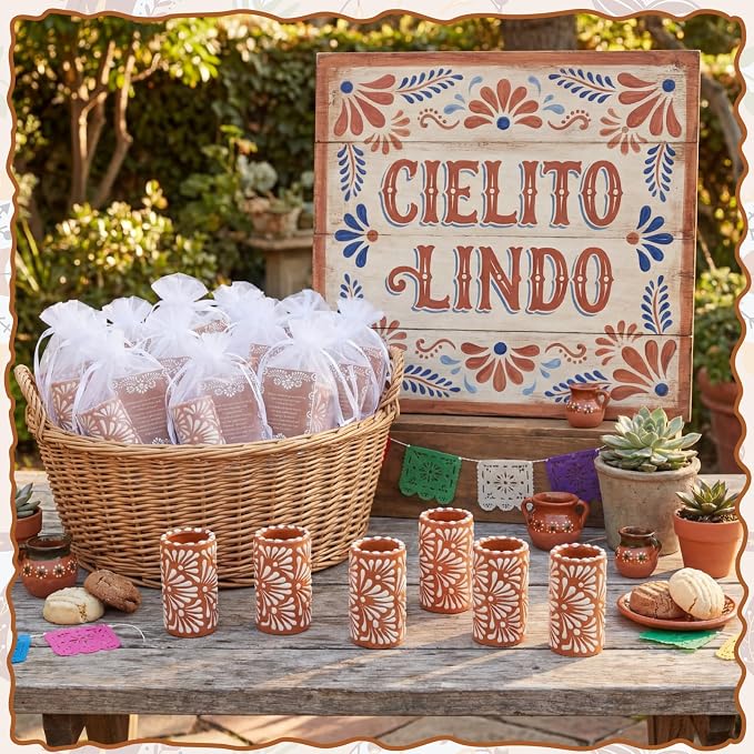 12 Set Cielito Lindo Party Favors, Terracotta, Handleless | Mexican Tequila - Image 4