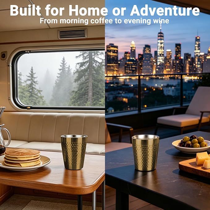 Adorila 10oz Stainless Steel Cups 4 Pack, Anti-Jam Ridge Design - Image 5
