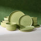 Dinnerware Sets for 6, Ceramic Plates & Bowls, Olive Green | 18-Piece Ceramic by FamiwarePremium