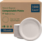Compostable Paper Plates 9 Inch Bulk Plates [1000 Case Pack] - Biodegradable Made from 100% Sugarcane - Heavy Duty Disposable - Eco Friendly - Bagasse Dinner Natural Recycled Plate [1000 Case]