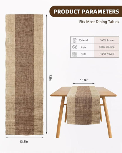 Table Runner, 13.8" × 72", 100% Natural Ramie, Handwoven | 100% Natural Ramie - Image 7