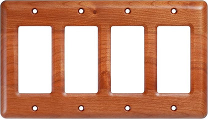 Four Switch Plate Covers Cherry Wood Quad Toggle 4 Light Switch Cover Elegant Design Durable Construction Ideal for Home Office Decor