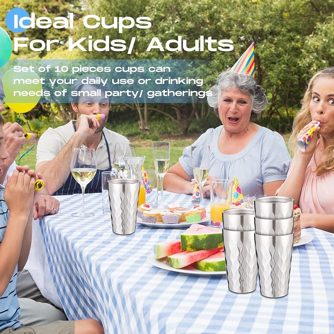 Sawysine 10 Pack 12 oz Stainless Steel Cup Double Wall Metal Tumbler Insulated - Image 4