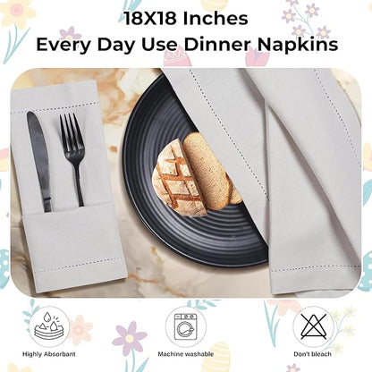 Bedding Craft Cotton Dinner Cloth Napkins Set of 12 – 18x18 Apricot Gelato Moonstruck Hemstitched – Machine Washable Fabric Napkins for Weddings, Baby Showers, Thanksgiving & Gifting