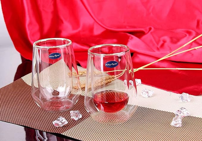 Amlong Crystal Double Wall Glass Whiskey Glasses, Classic Scotch Whiskey Glasses - Image 3