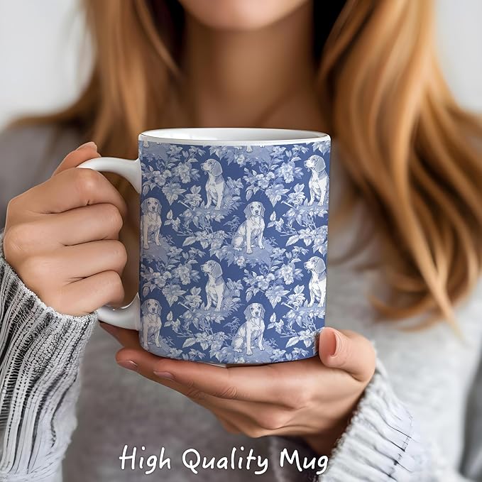 Blue Chinoiserie Deagle Mug, Beagle Gifts - Image 2