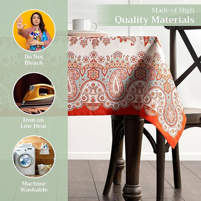 Maison d' Hermine Table Cloth Rectangle Table 100% Cotton 70 x 140 Inches Fall Tablecloth Reusable Everyday Use for Thanksgiving Christmas Decorations Dining Farmhouse Party (Cachemire)