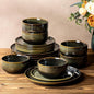 Ceramic Dinnerware Set for 6, 18-Piece Plates and Bowls Set | Handmade Reactive by TheTerra