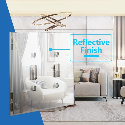 LIDER Reflective Acrylic Toggle Switch Wall Plate, Mirrored Double Light Switch Cover, Plexiglass Cover Plate, Acrylic Glass, Oversized 2-Gang 5.25" x 5.25", LWP-12O-ASV5P, Silver, 5 Pack