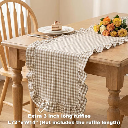 Eternal Beauty 14x72 Gingham Ruffle Table Runner - Image 4