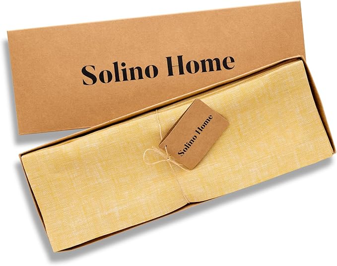 Solino Home 100% Pure Linen Table Runner Mustard Long, Athena 14 x 132 in | - Image 5