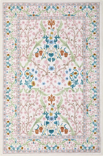GarveeHome Floral 3x5 Area Rugs for Entryway, Washable Kitchen Rug Non Slip, Low Pile Bedroom Rug, Ultra Soft Stain Resistant Small Carpet for Laundry Room, Pink