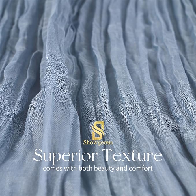Showgeous 18 Pack Dusty Blue Cheesecloth Table Runner, 17 x 108 Inches | Boho - Image 4