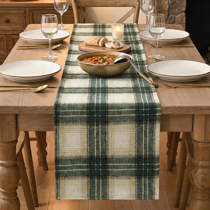 Artoid Mode Green Light Coffee Farmhouse Plaid Spring Table Runner, ST. Patrick - Image 2