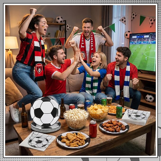 NatNarr 50 Pcs Soccer Plates and Napkins, Disposable Soccer Party Decorations - Image 7